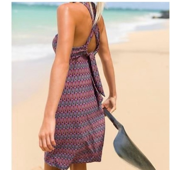 Athleta Kiki Keyhole Halter Built in Bra Geometric Dress Womens Sz XXS - Picture 2 of 9